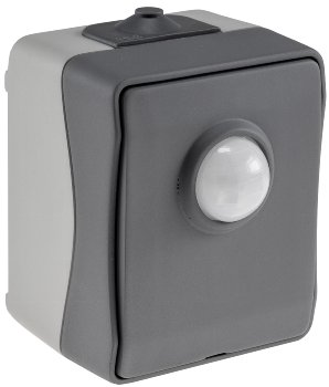 NUQUI Feuchtraum PIR Bewegungsmelder / 120°, bis 6m,  250V~, 2-500W, IP54