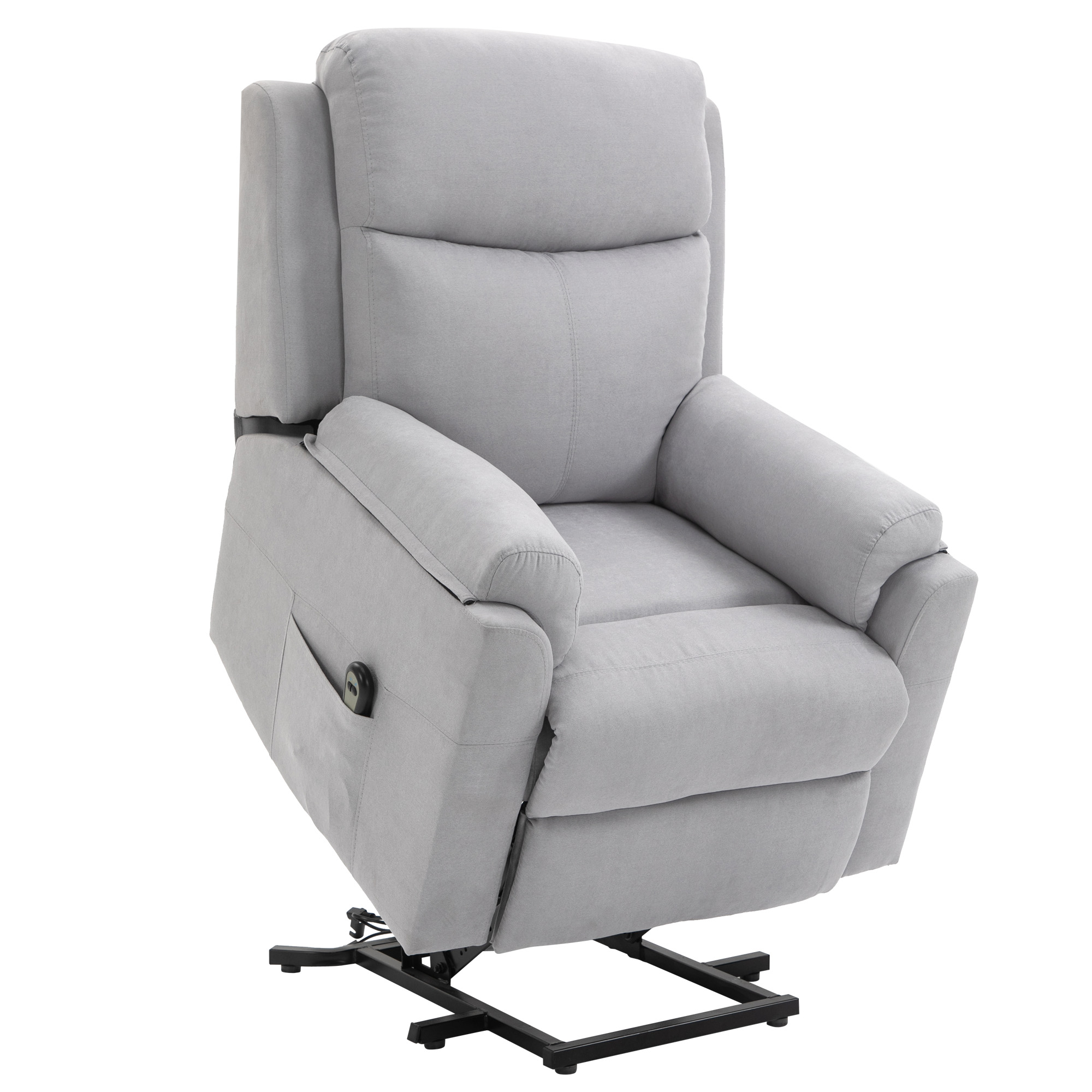elektrischer Aufstehsessel Sessel mit Aufstehhilfe für Senior Relaxsessel TV Sessel mit schlaffunktion und aufstehhilfe Fernsehsessel Liegefunktion Leinen-Touch Hellgrau 83 x 89 x 102 cm