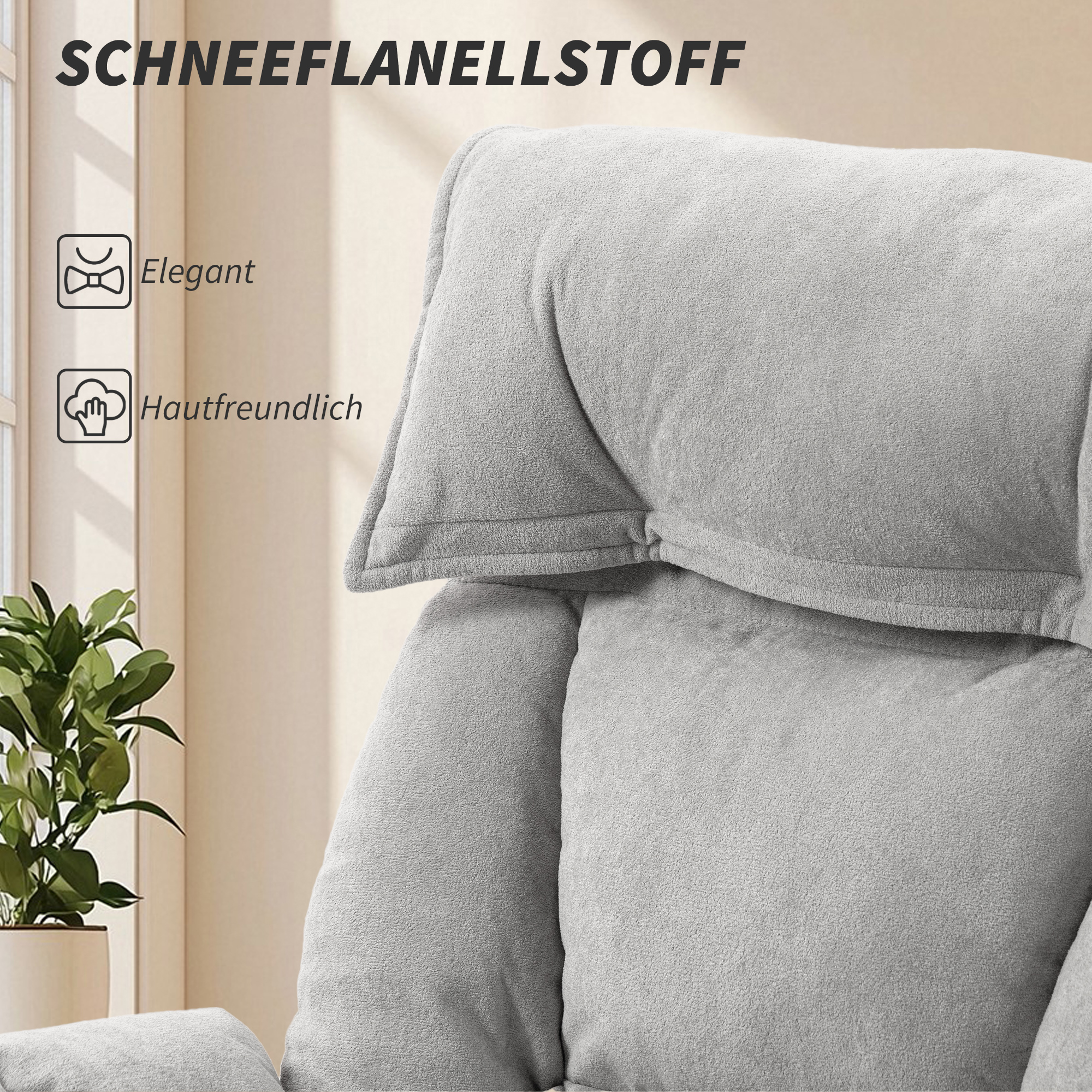 Bürostuhl Neigbar Höhenverstellbar Schreibtischstuhl mit Armlehne Fußstütze hoher Rückenlehne 75 x 77 x 110-118 cm Grau