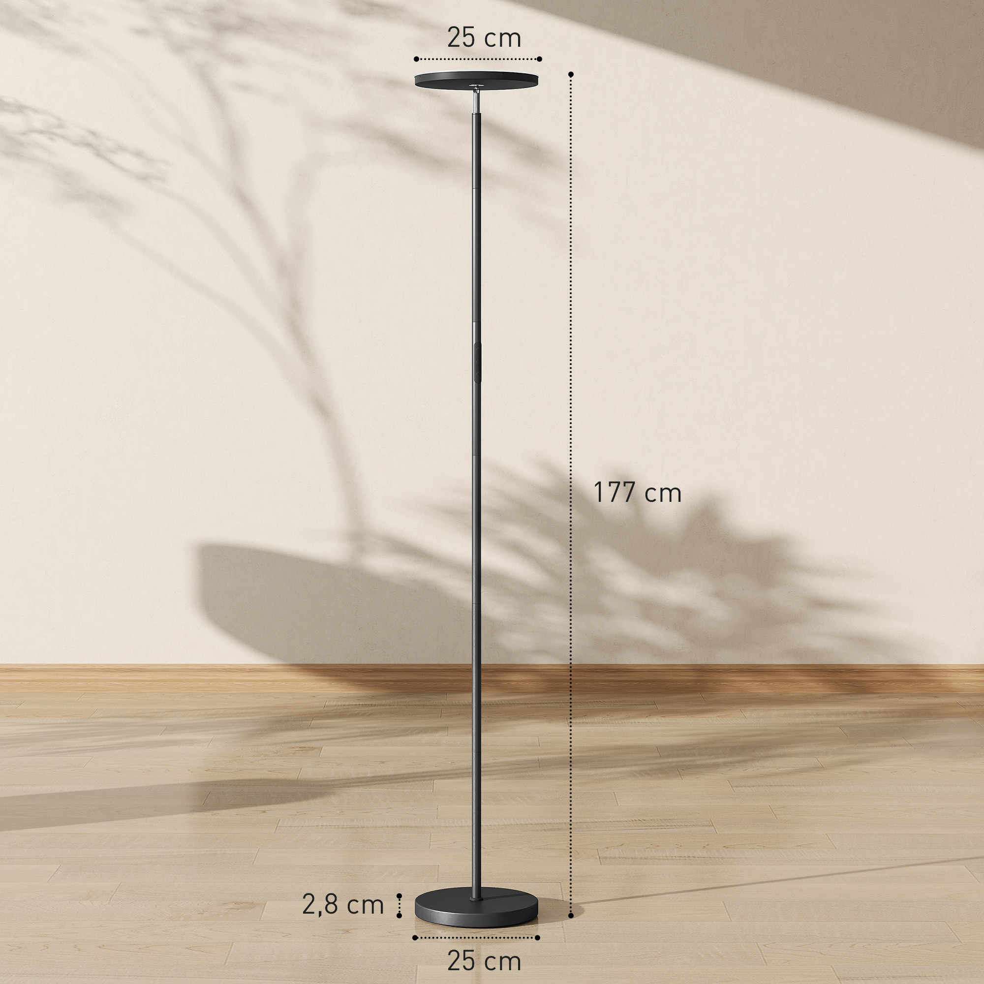 RGB Uplighter Stehlampe, dimmbare Lampe mit Fernbedienung & Touch-Steuerung, 350° drehbarer Kopf, Schwarz