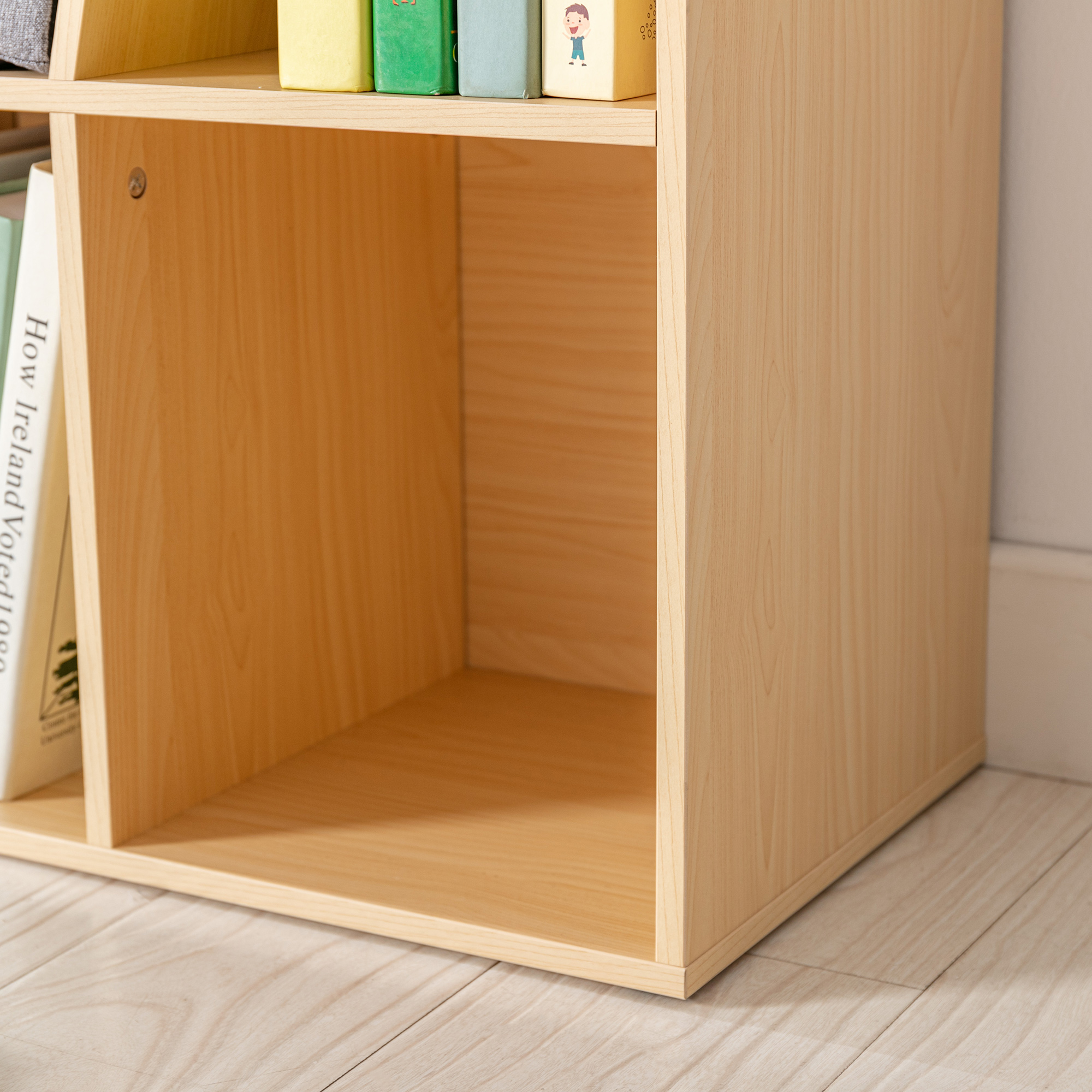 2-in-1 Kinderregal Regal + Sitzbank inkl. Polster 103 cm × 30 cm × 62 cm Weiß + Grau