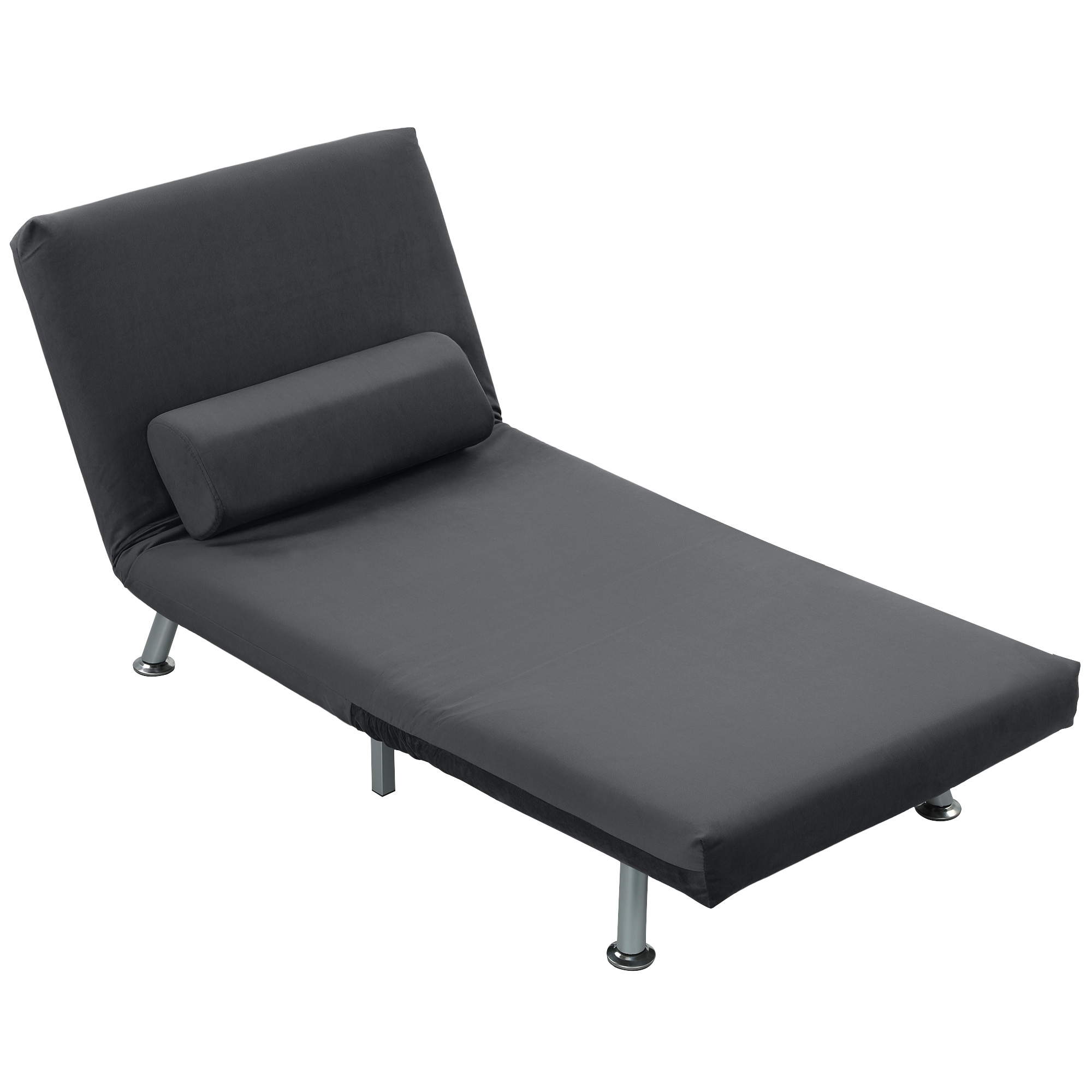 Klappsessel mit Bettfunktion, klappbarer Relaxsessel in Samtoptik, Verstellbare Rückenlehne, 75 x 70 x 75 cm, Dunkelgrau