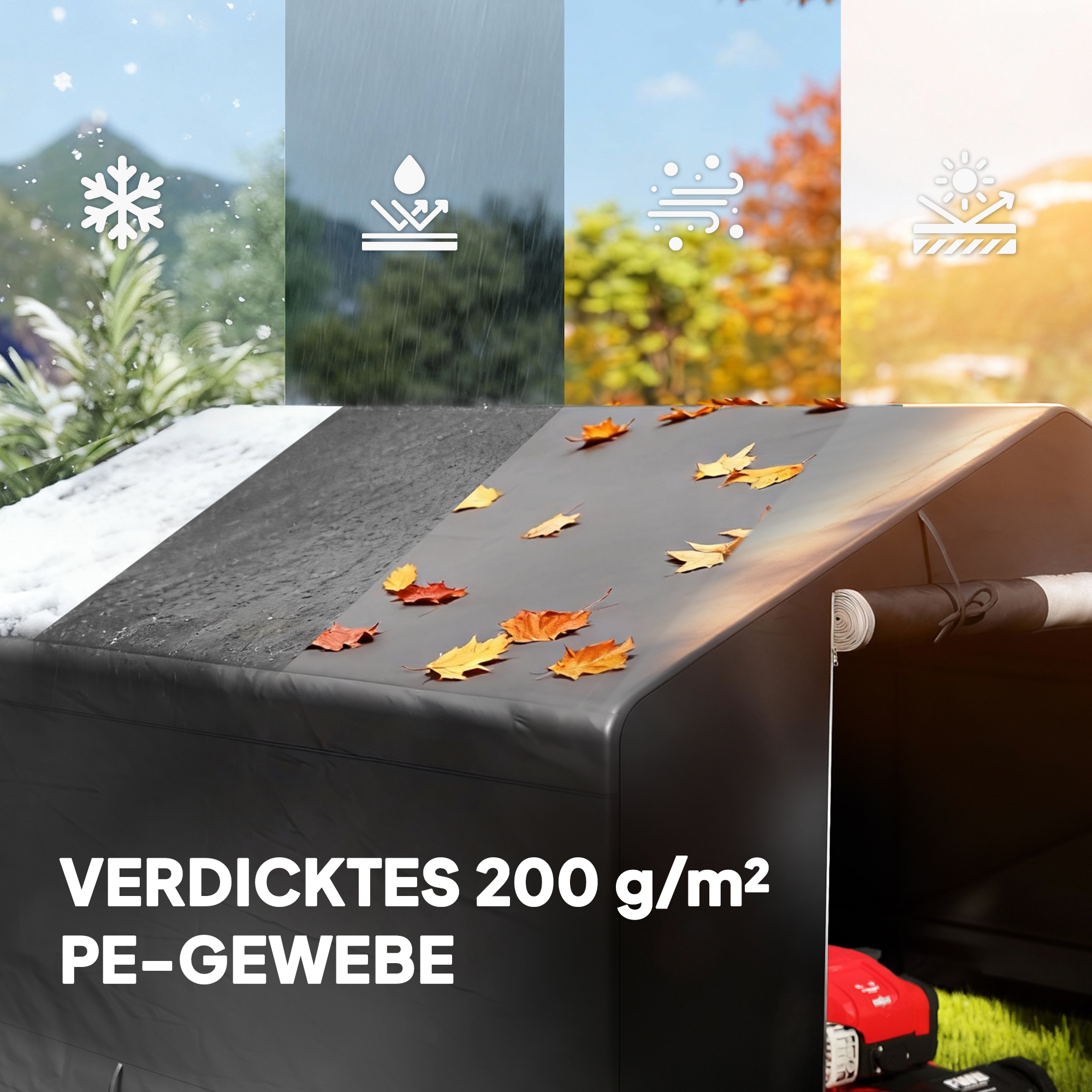 Tragbarer Gartenschuppen, Fahrradzelt, Rolltür mit Reißverschluss, Metallrahmen, vielseitige Aufbewahrung, Dunkelgrau