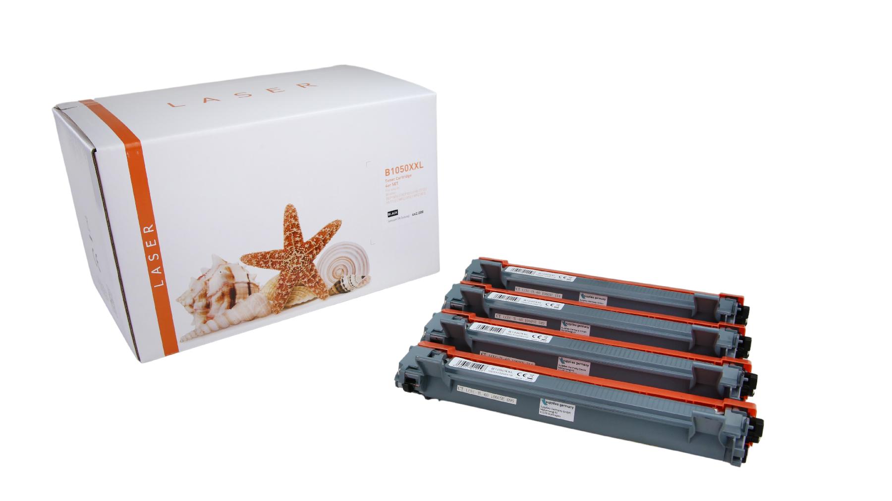 4er Set TN1050XXL alternativ Toner schwarz für Brother / TN1050XXL / 4x2.000 Seiten
