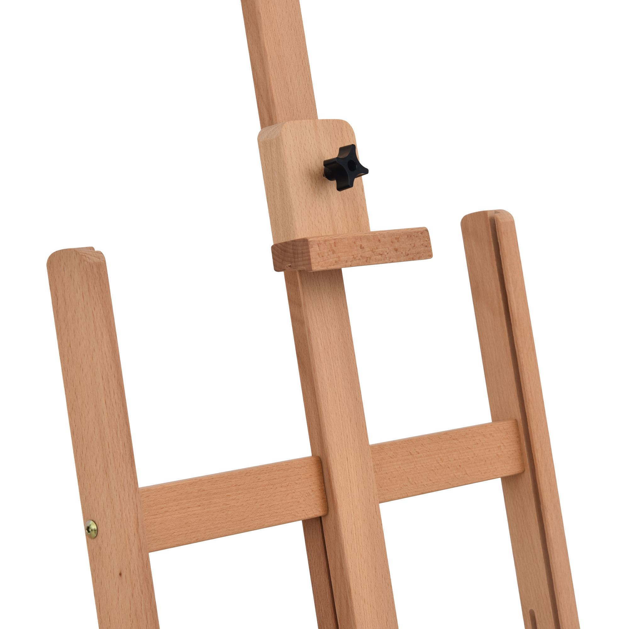 Staffelei Keilrahmen Atelierstaffelei Höhen- und Winkelverstellbar mit Ablagefach Buchenholz Natur 53 x 50,5 x 171-230 cm