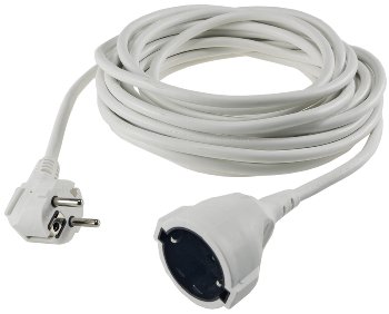 Schutzkontakt-Verlängerung, 10m, weiß / H05VV-F3G 1,5mm² 16A/250V
