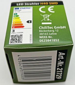 LED Strahler GU10 "H40 SMD" / 120°, 3000k, 330lm, 230V/3W, warmweiß