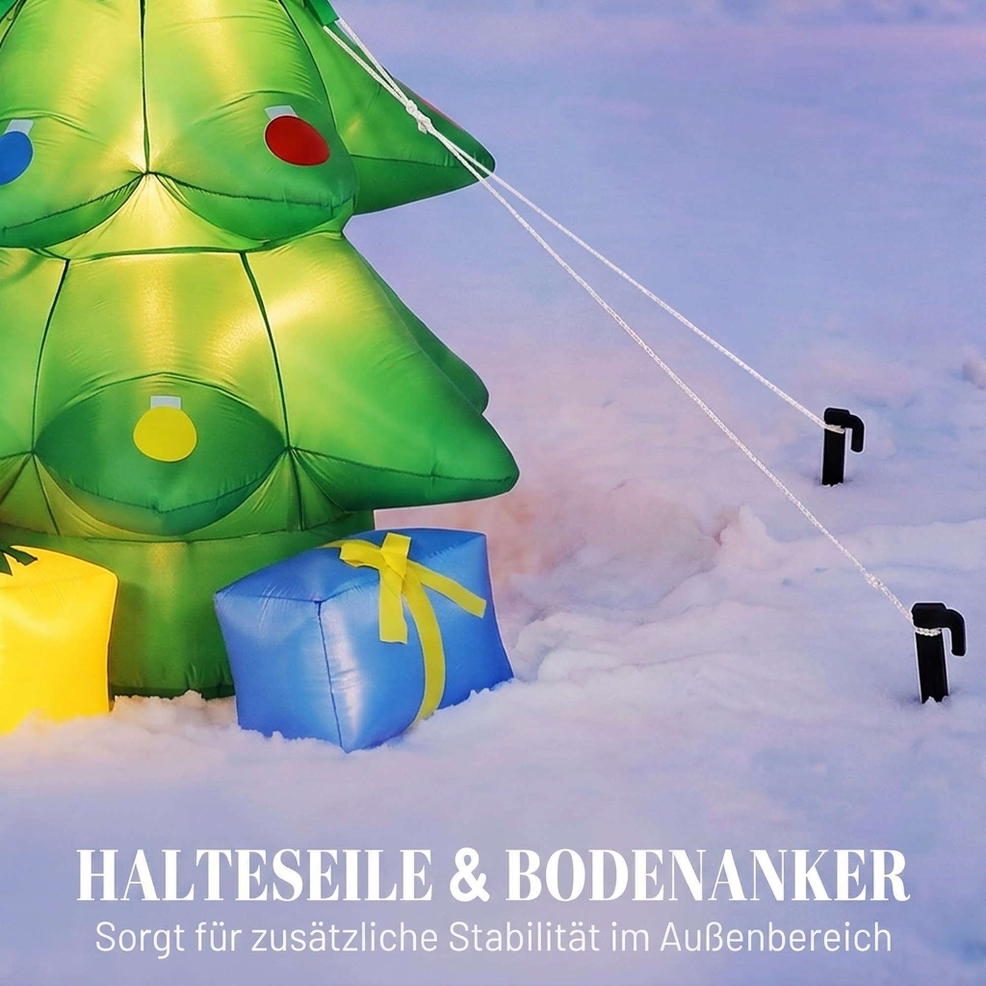 Aufblasbarer Weihnachtsbaum 300 cm mit RGB-Stern LED-Licht, Geschenkboxen, XXL  IP44 Wasserdicht für Weihnachtsfeiern