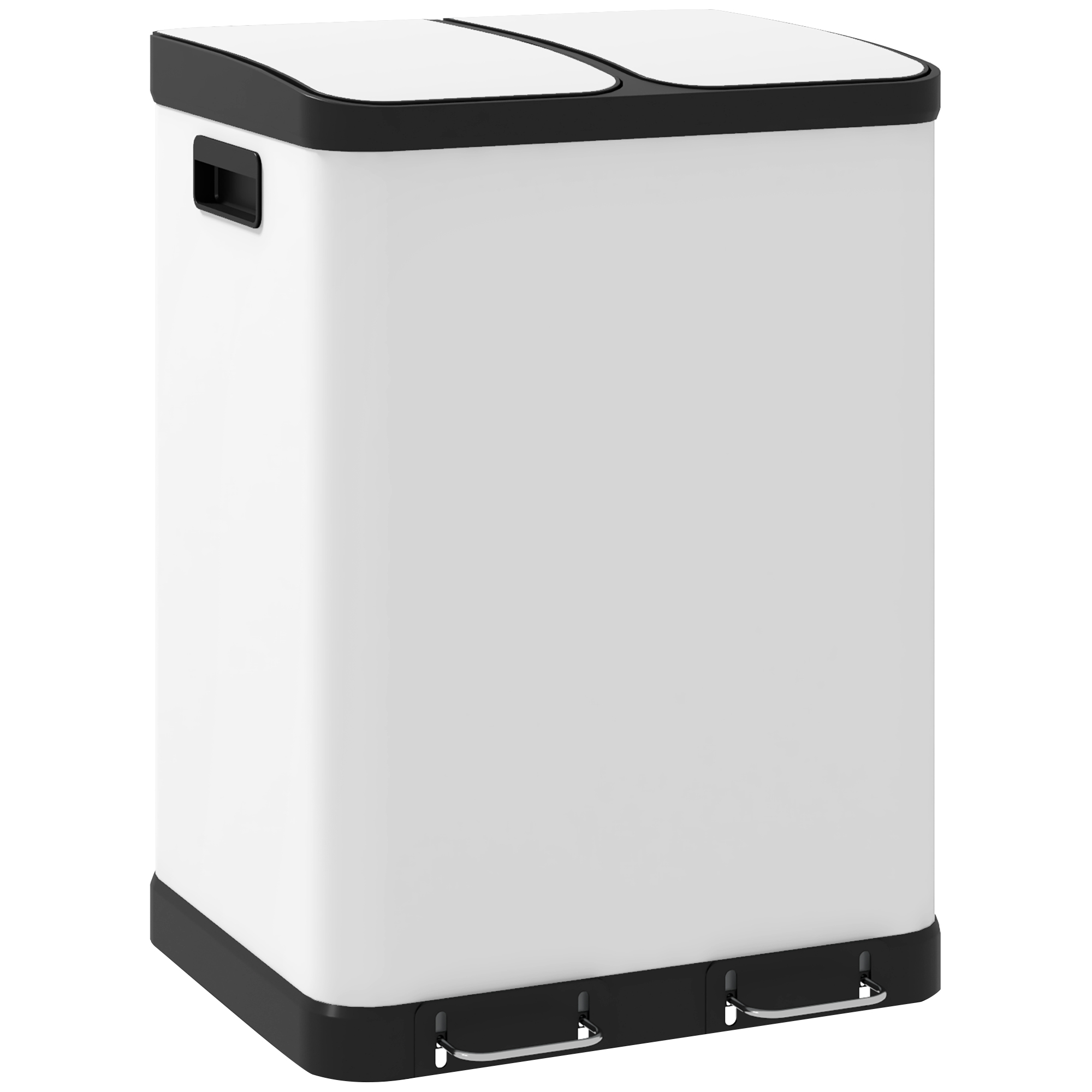 Doppelfach-Mülleimer, 2 x 30l, fingerabdruckresistent, Pedal, herausnehmbare Inneneimer, Grau