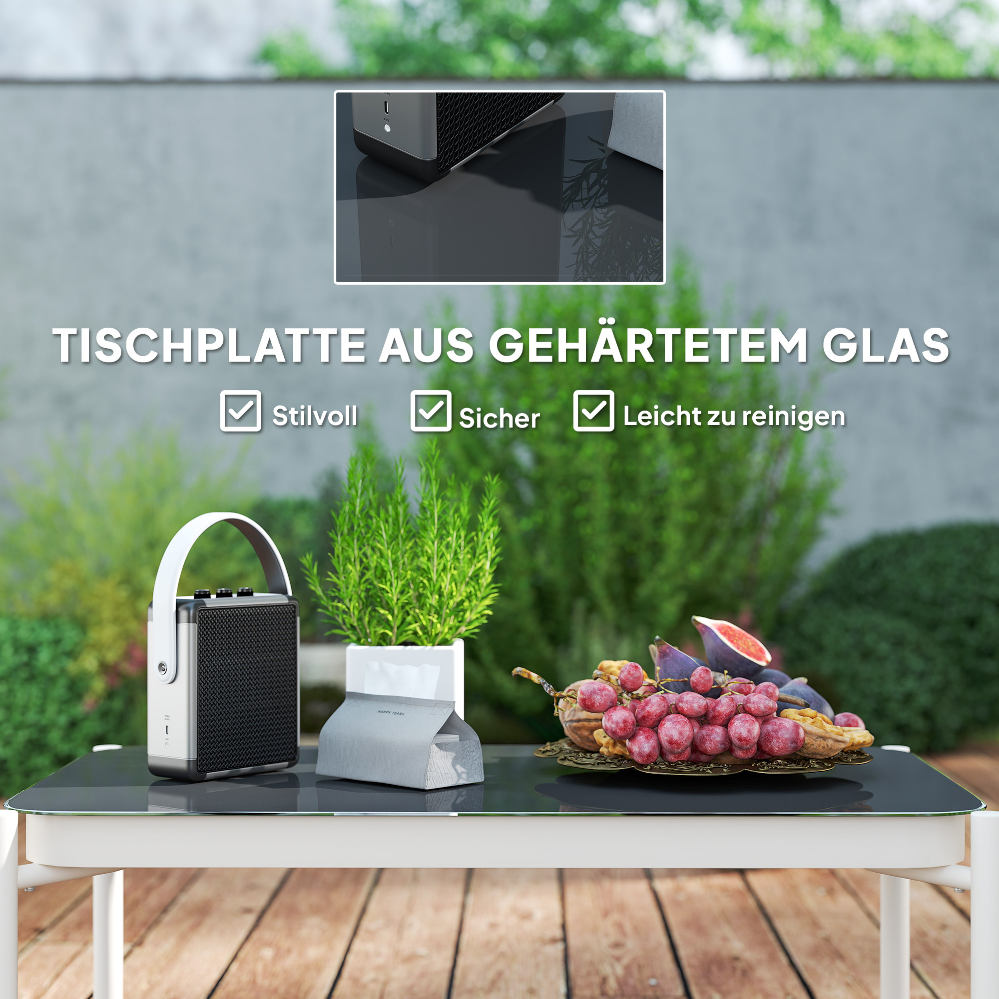 Gartenmöbel Set aus Polyrattan Lounge-Set mit 2er Sofa Sessel Glastisch Kissen 4 Personen Braun+Grau