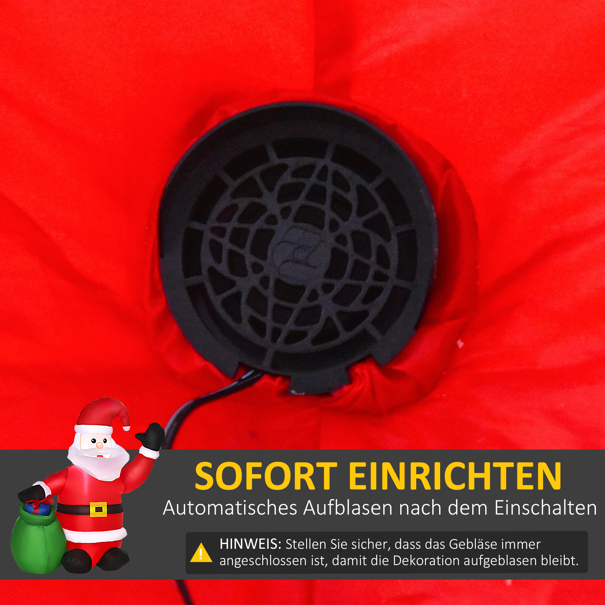 Weihnachtsdeko Aufblasbarer Weihnachtsmann Outdoor-Weihnachtsdekoration, inkl, Gebläse, 1,2 m, Rot + Weiß