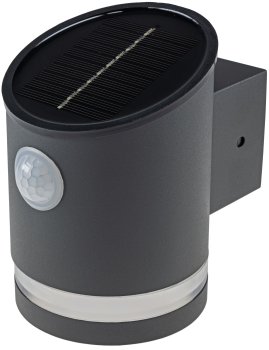 LED Solar Wandleuchte "SWL 119-A" / PIR Bewegungsmelder, IP44, anthrazit