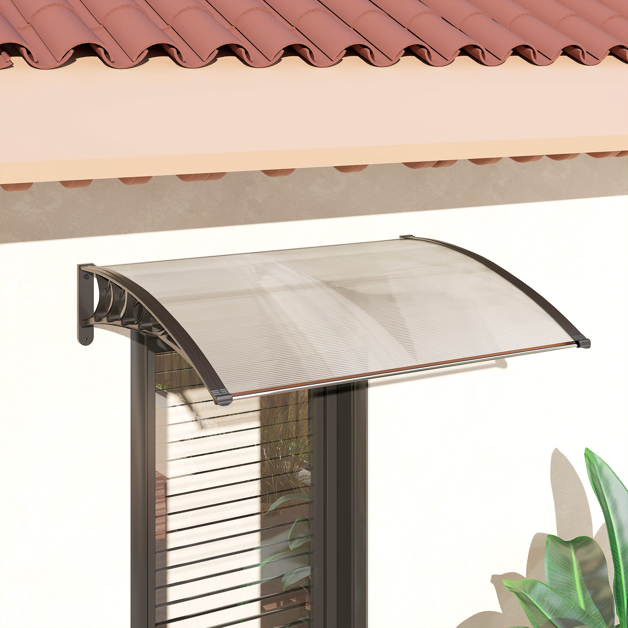 Vordach Schutzdach, UV-Beständig, Wasserbeständig, 89x122x24cm, Weiß