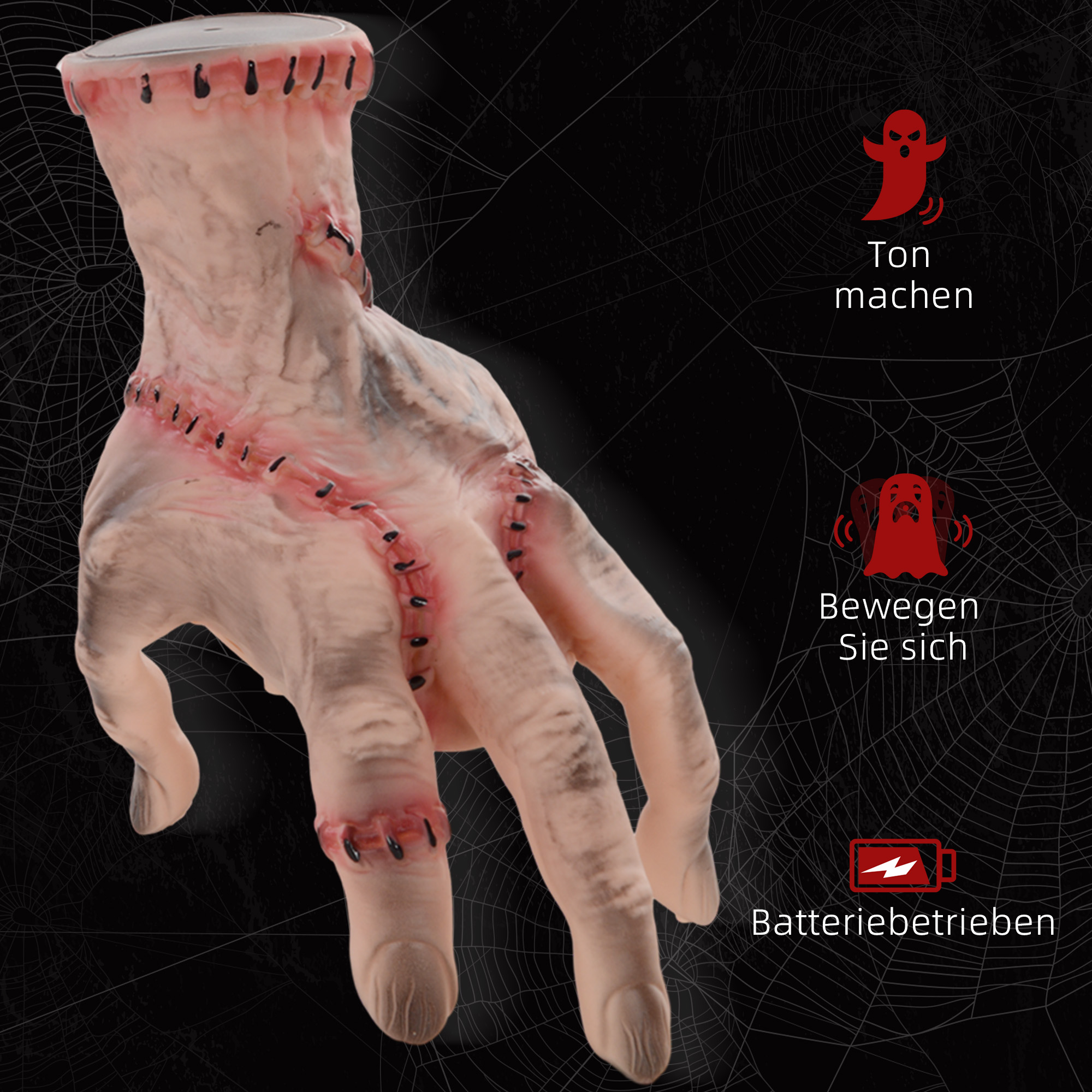 Horror-Hand, Helloweendeko, aktiviert mit Geräusche/Berührung, beweglich, Sound Horror-Hand, Helloweendeko, aktiviert mit Geräusche/Berührung, beweglich, Sound