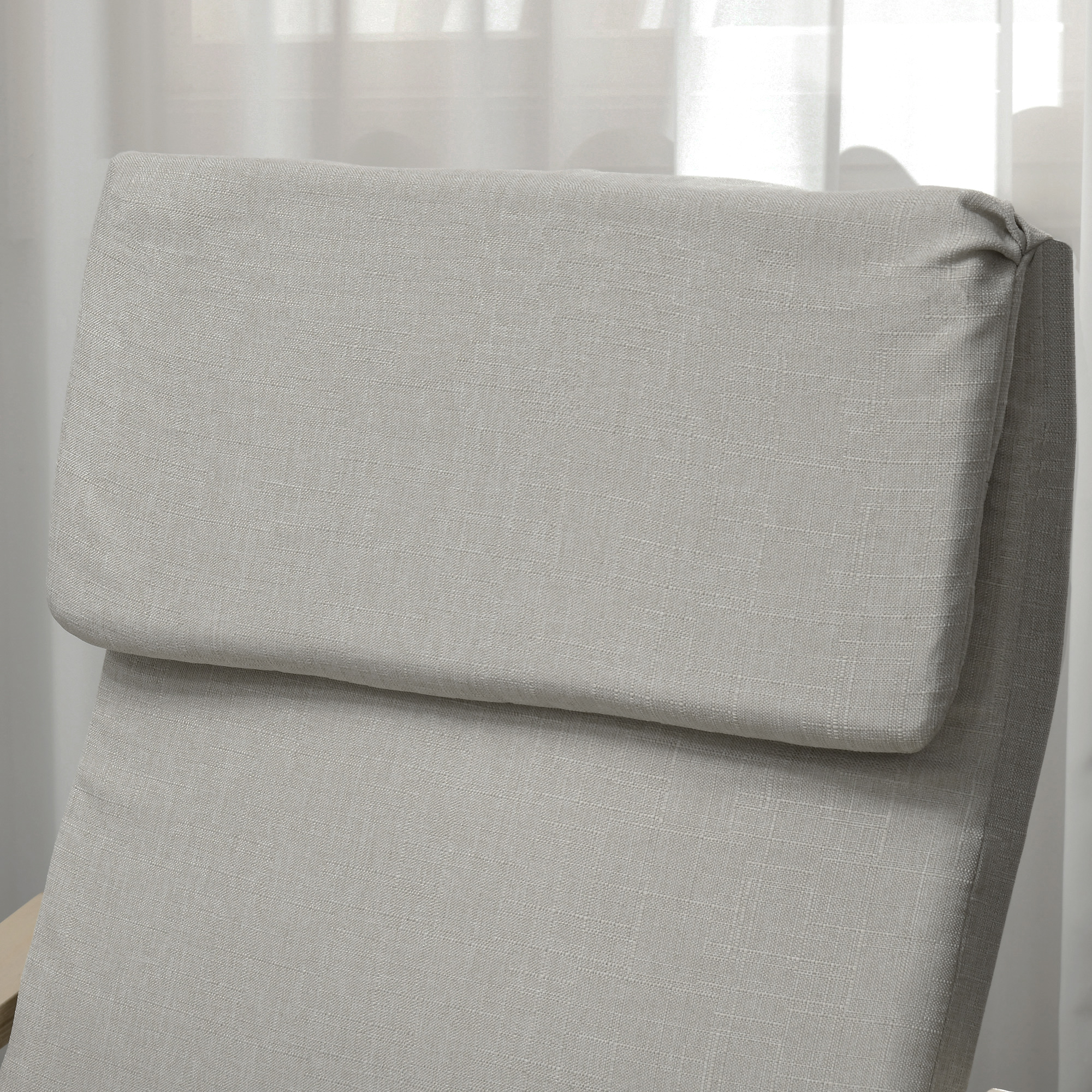 Loungesessel mit Hocker, Bezug in Leinenoptik, Holzrahmen, bis 120 kg, Hellgrau/Natur