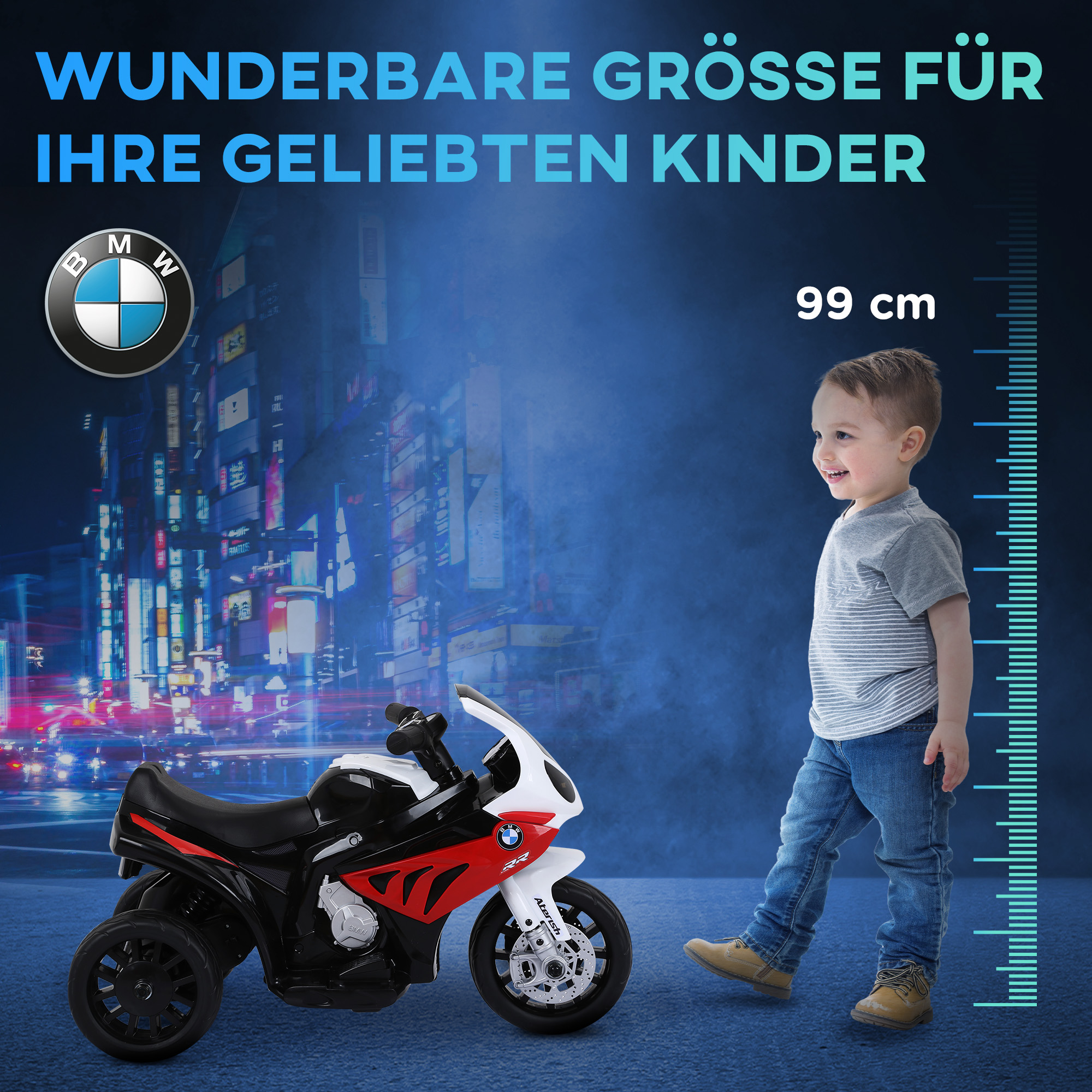 Elektro Motorrad Kinder BMW S1000RR 6V Elektromotorrad mit Scheinwerfer, Kindermotorrad mit Musik 2,5 km/h Motorrad für Kinder 18-36 Monaten Rot