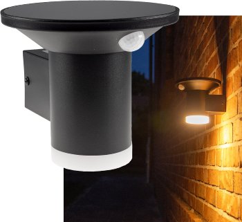 LED Solar Wandleuchte "SWL-AS500" / IP44, warmweiß 3000K, PIR Sensor