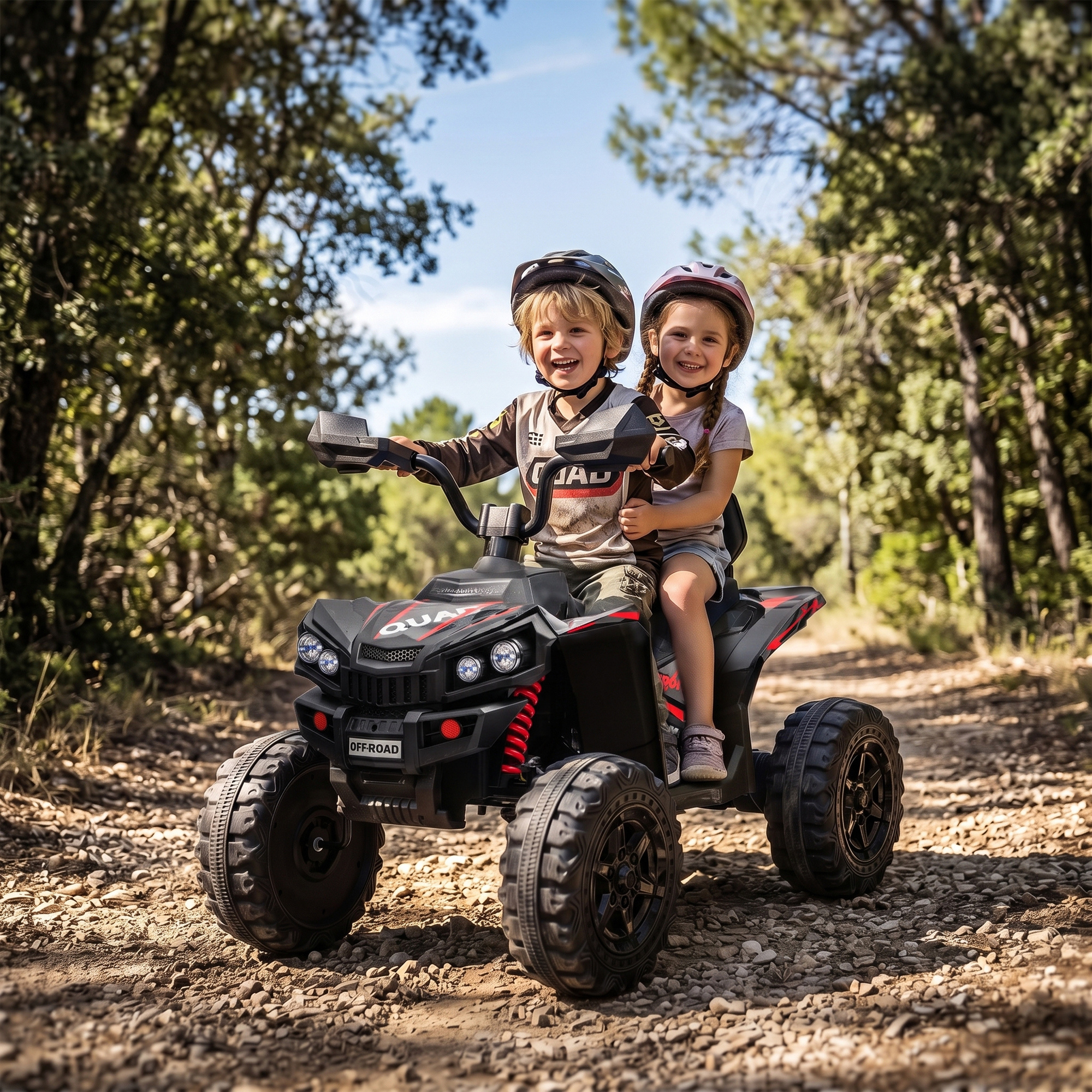 Kinder Quad Elektro 24V 2-Sitzer Elektro ATV 4–6 km/h Kinderquad mit Lithium-Akku 2 120W Motoren 4-Rad-Federung
