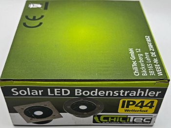 Solar LED Bodenstrahler "CTB-E", eckig / 105x105x40mm, IP44, Edelstahl-Front