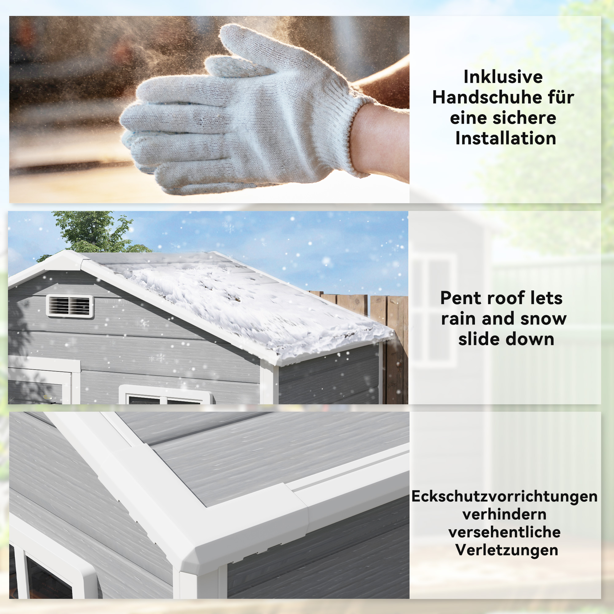 Gerätehaus 1,9m² 182 x 121 x 200cm Geräteschuppen mit Satteldach Boden Abschließbarer Tür