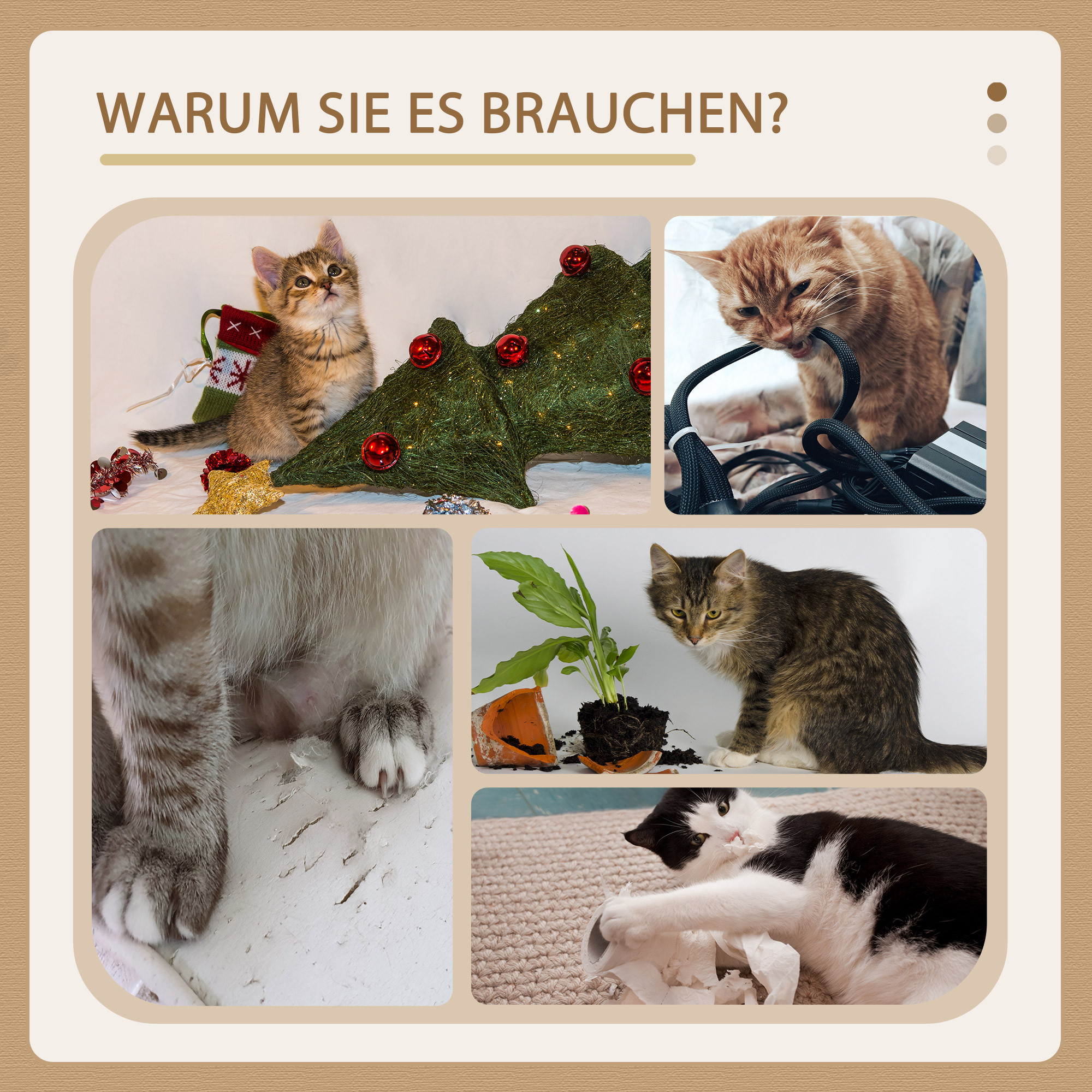 Kratzbaum Katzenbaum, 1 Katzenhöhle, 2 Liegeflächen, 60 cm x 40 cm x 104 cm, Grau + Natur