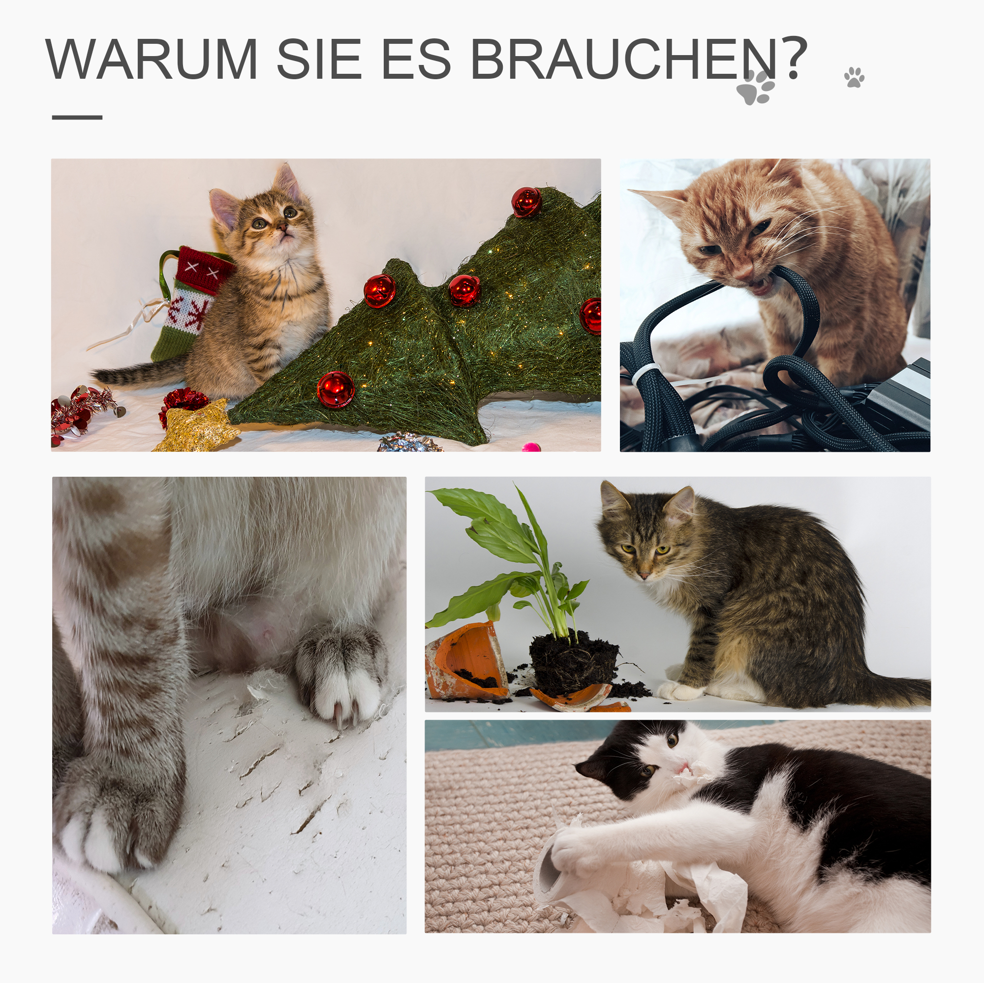 Rattan Kratzbaum mit Katzenhöhle Mehrstufiger Katzenbaum Kletterbaum für Katzen E1 MDF Sisal Beige+Braun 55 x 55 x 174 cm