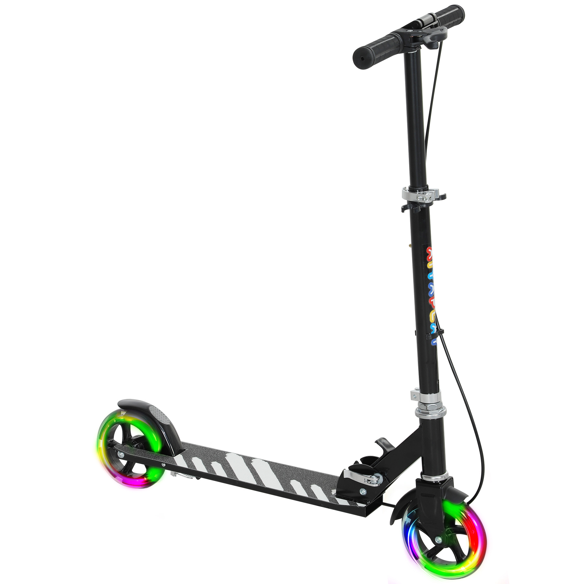 Kinderroller, Doppelte Bremsen, Metallrahmen, Fußstütze, faltbar, 3-8 Jahre, Schwarz