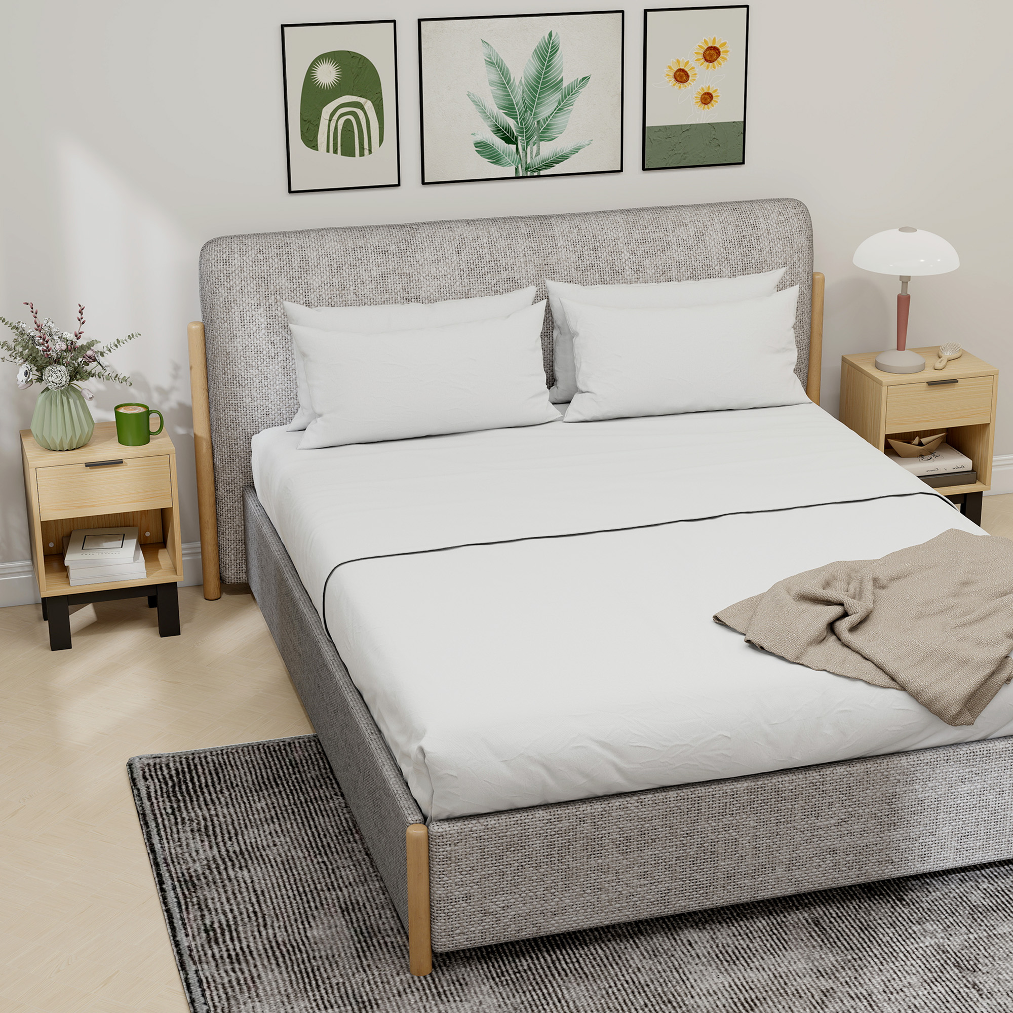 Nachttisch, Nachtschrank mit Schublade, offenes Fach, Nachtkommode für Schlafzimmer, Wohnzimmer, 35 x 26 x 50 cm, Eiche