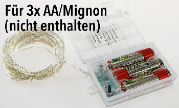 LED Batterie-Lichterkette "SilverWire80" / 80 micro LEDs, 8m, warmweiß, IP44
