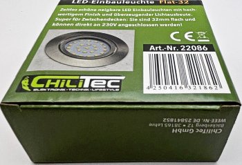 LED-Einbauleuchte "Flat-32" warmweiß / 80x32mm, 5W, 590lm, Edelstahl gebürstet
