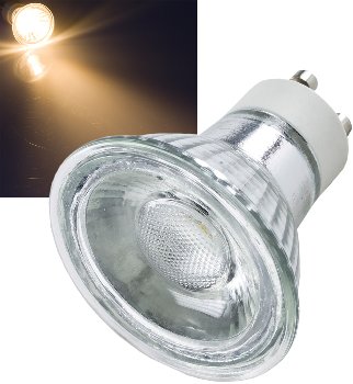LED Strahler GU10 "Glas 5W" warmweiß / 230V, 38°, 4,8W, 484lm, 3000k