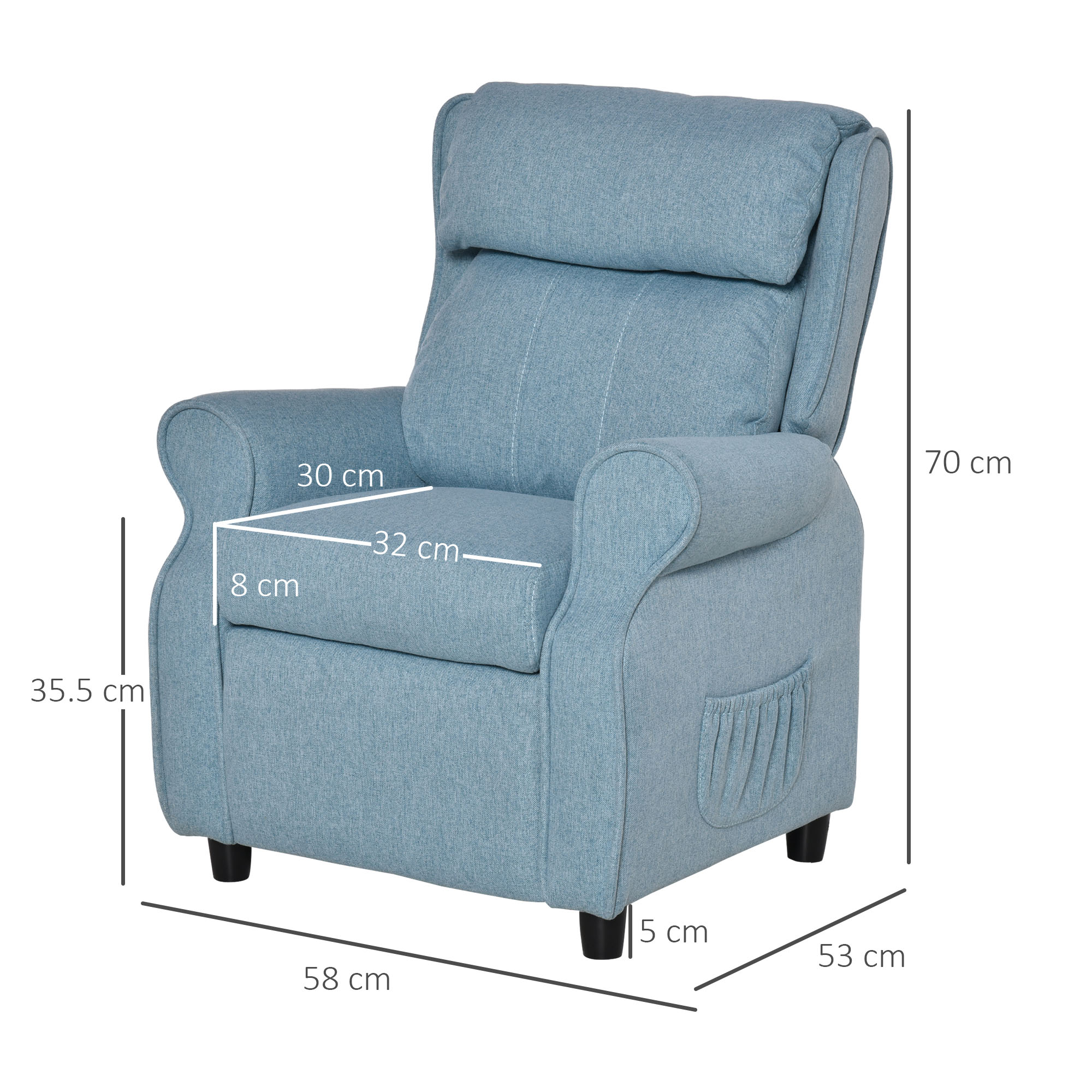 Kindersofa Kindersessel mit Fußstütze Armlehne verstellbare Rückenlehne Relaxsessel Kindercouch Stuhl Liegecouch Kinder Sofa für 3-5 Jahre Jungen und Mädchen Blau