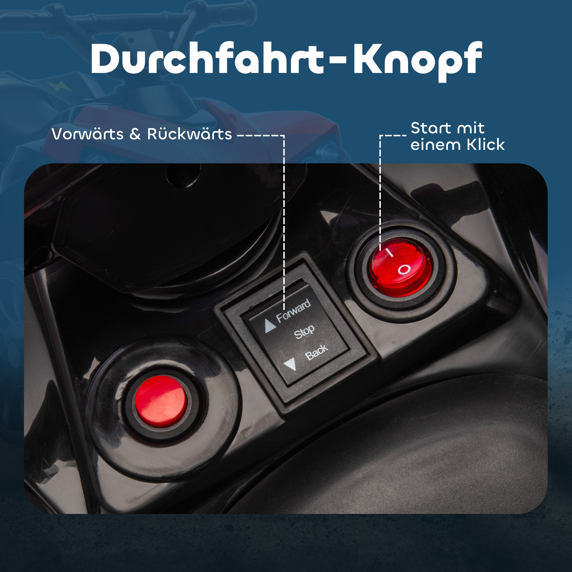 Kinder Quad Elektro 6V Kinderquad mit Vorwärts-, Rückwärtsfunktion, Musik, LED-Scheinwerfer Rot