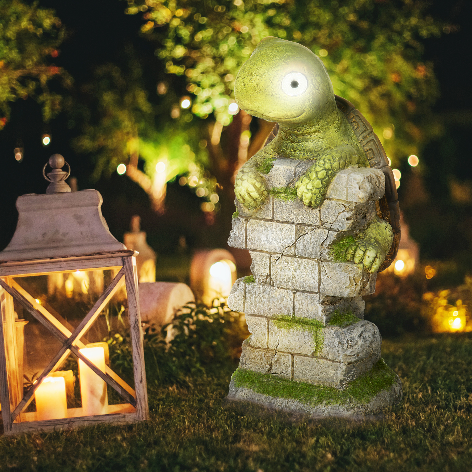 Gartenfigur "Kleine Schildkröte", Gartendekoration, wetterbeständig, inkl, Solarlicht