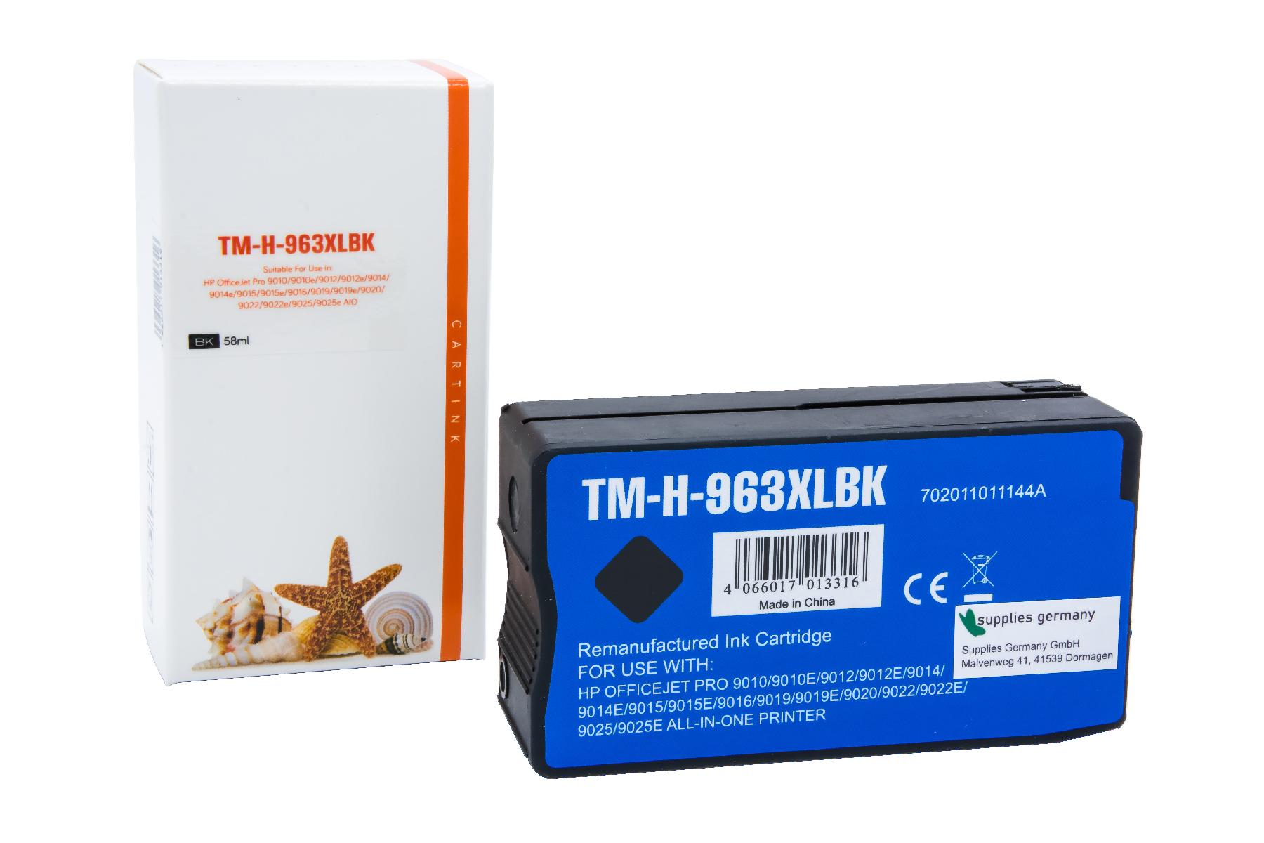 963XLschwarz Refill Tinte schwarz für HP / 3JA30AE / 58ml