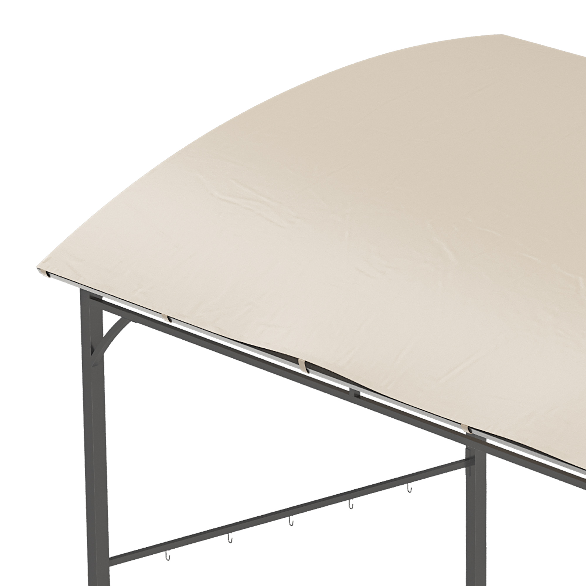 Grillpavillon, Grillüberdachung, Regenschutz, Haken für Utensilien, Stahlrahmen, Beige+Schwarz, 215 x 150 x 182/220 cm