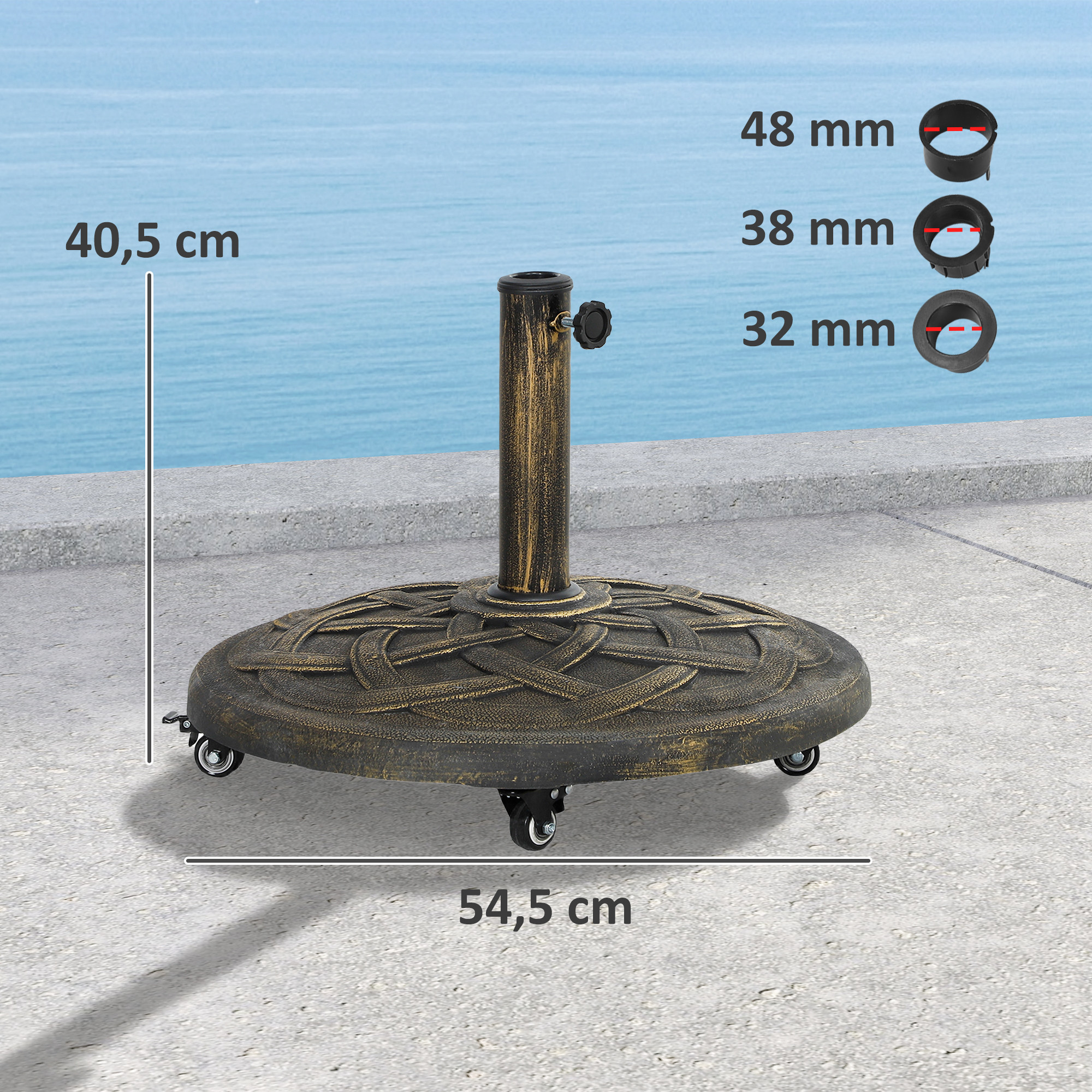 Sonnenschirmständer aus Beton, Schirmständer mit Rolle, Rund Schirmhalter Ständer für Sonnenschirm 32/38/48mm