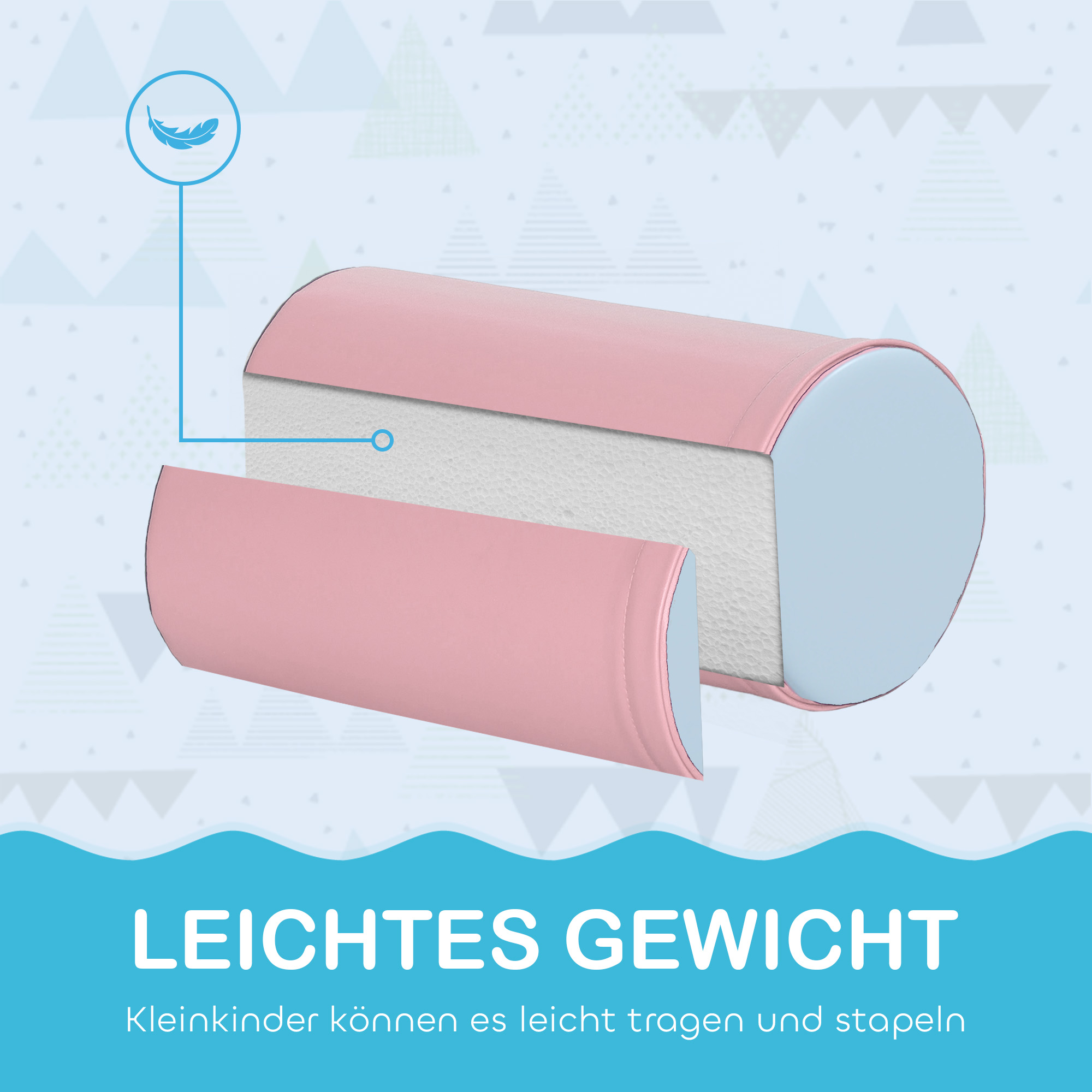 Softbausteine, 5er-Set Schaumstoff-Bausteine für Kinder im Alter von 1-3 Jahren, Kunstleder, Mehrfarbig