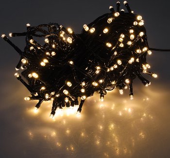 LED Aussen-Lichterkette "CT-ALK200" 20m / warmweiß, Kabel schwarz, IP44, 200 LEDs