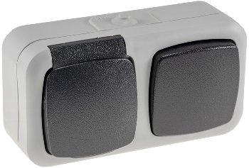Feuchtraum Kombi-Schalter/Steckdose,IP44 / 250V~/ 10/16A, grau, AP horizontal