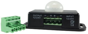 Bewegungsmelder 12-24V=, 6A / IP20, bis 8m Reichweite, 60°, 1-10min