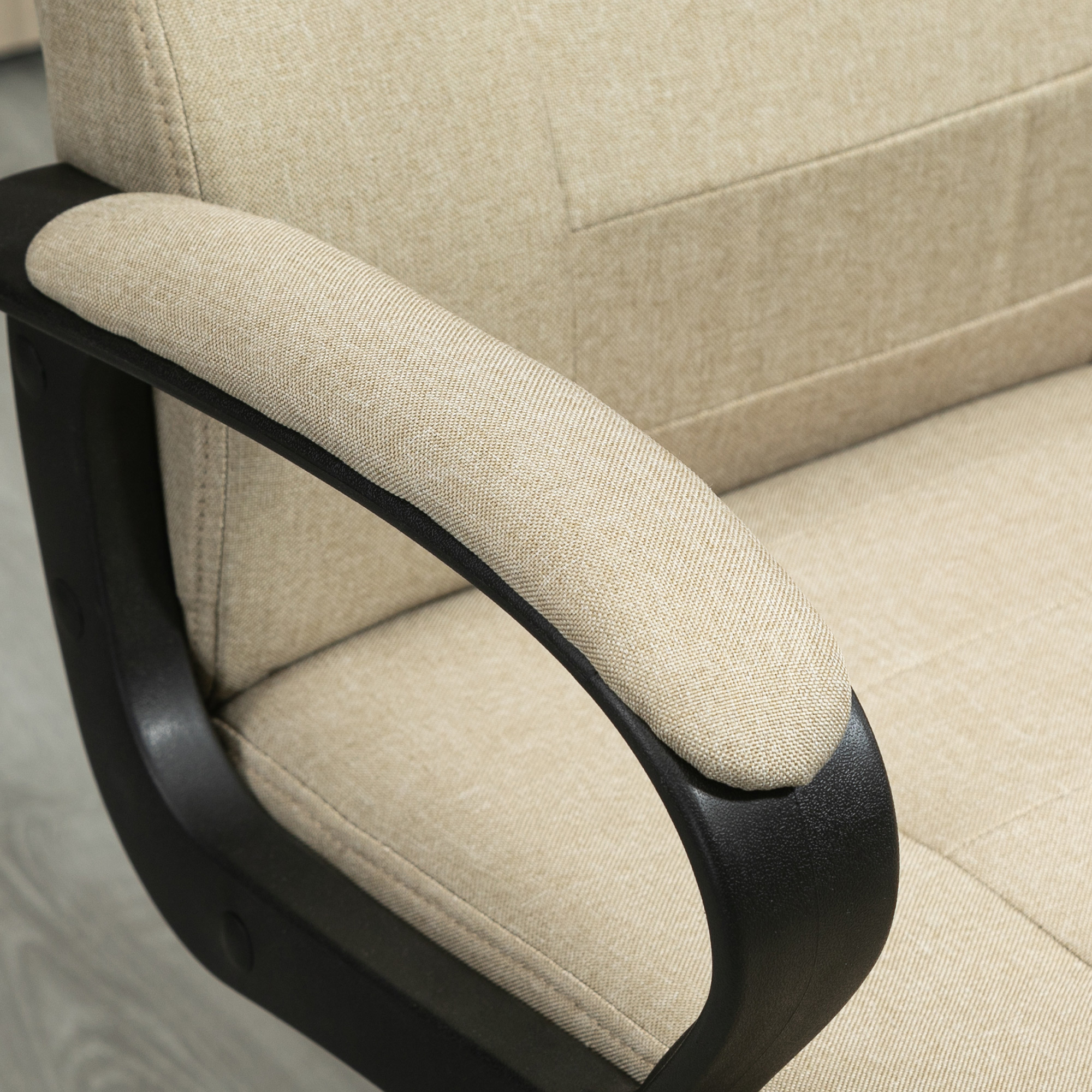 Bürostuhl in Leinenoptik, höhenverstellbar, Wippfunktion, 5 Rollen, Beige