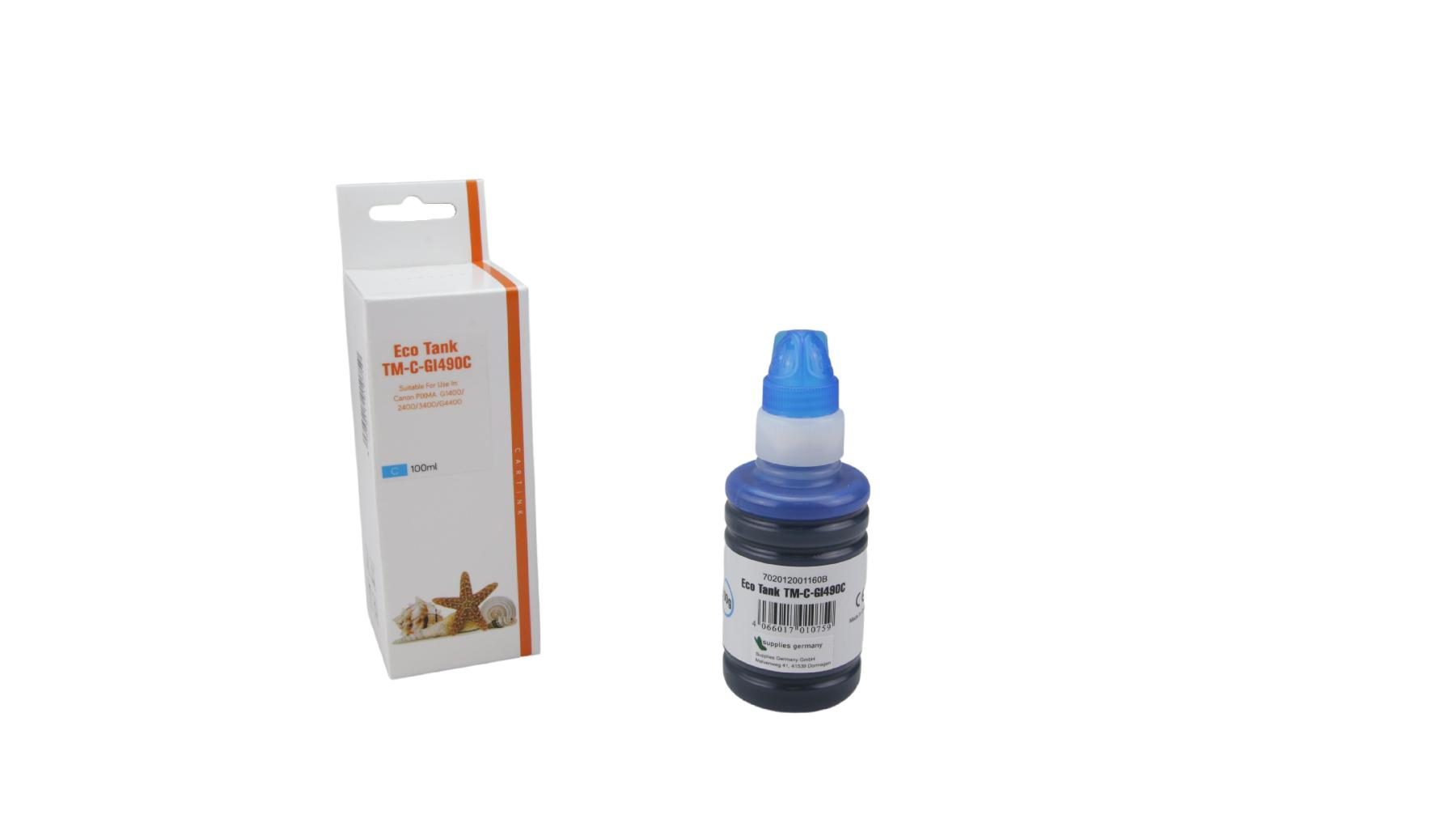 GI490C Eco Tank Nachfüllflasche Cyan für Canon / GI490C / 100ml GI490C Eco Tank Nachfüllflasche Cyan für Canon / GI490C / 100ml