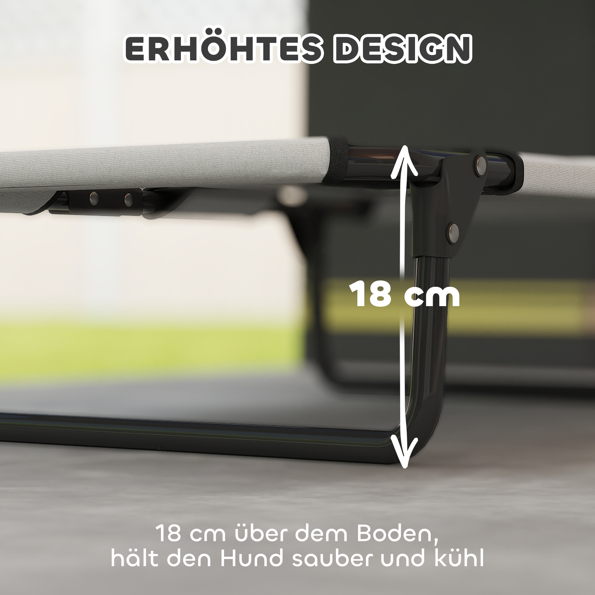 erhöhtes Hundebett klappbar Haustierbett, Outdoor Hundeliege mit Netzdesign Hellgrau Oxford 75 x 51 x 18 cm