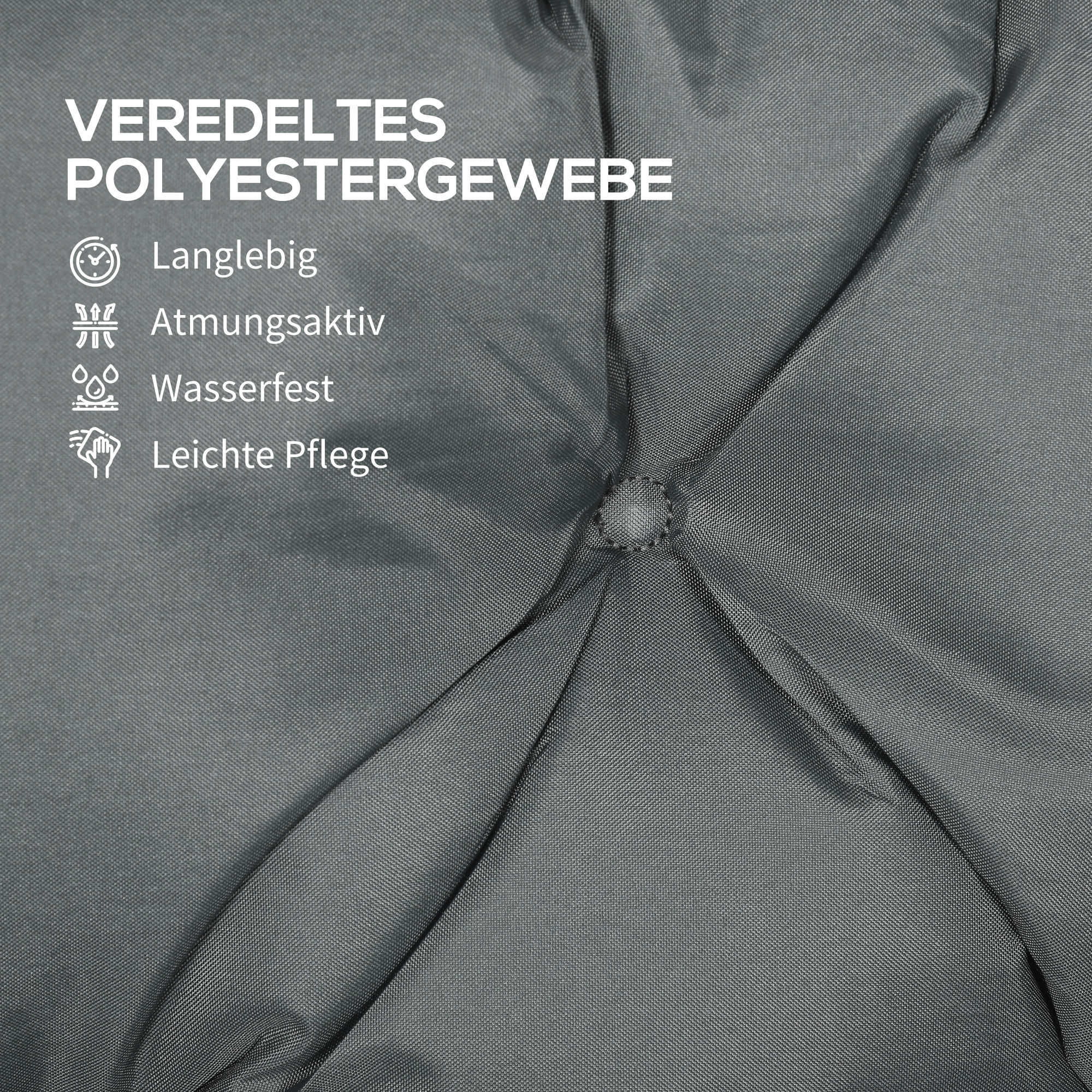 3 Sitzer Bankauflage 150 x 98 x 8 cm Sitzkissen mit Bändern Rückenkissen für Indoor/Outdoor Polster Auflage für Sitzbank Gartenbank Gartenmöbel Hollywoodschaukeln Dunkelgrau