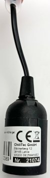 E27-Fassung mit 15cm Kabel + Aufhänger, Baustellen-Fassung