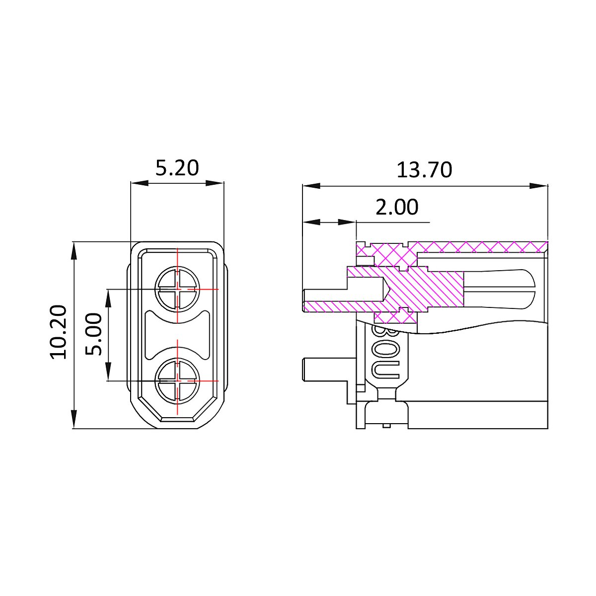 Hochstromstecker/Buchse XT30 vergoldet Grip 1 Paar