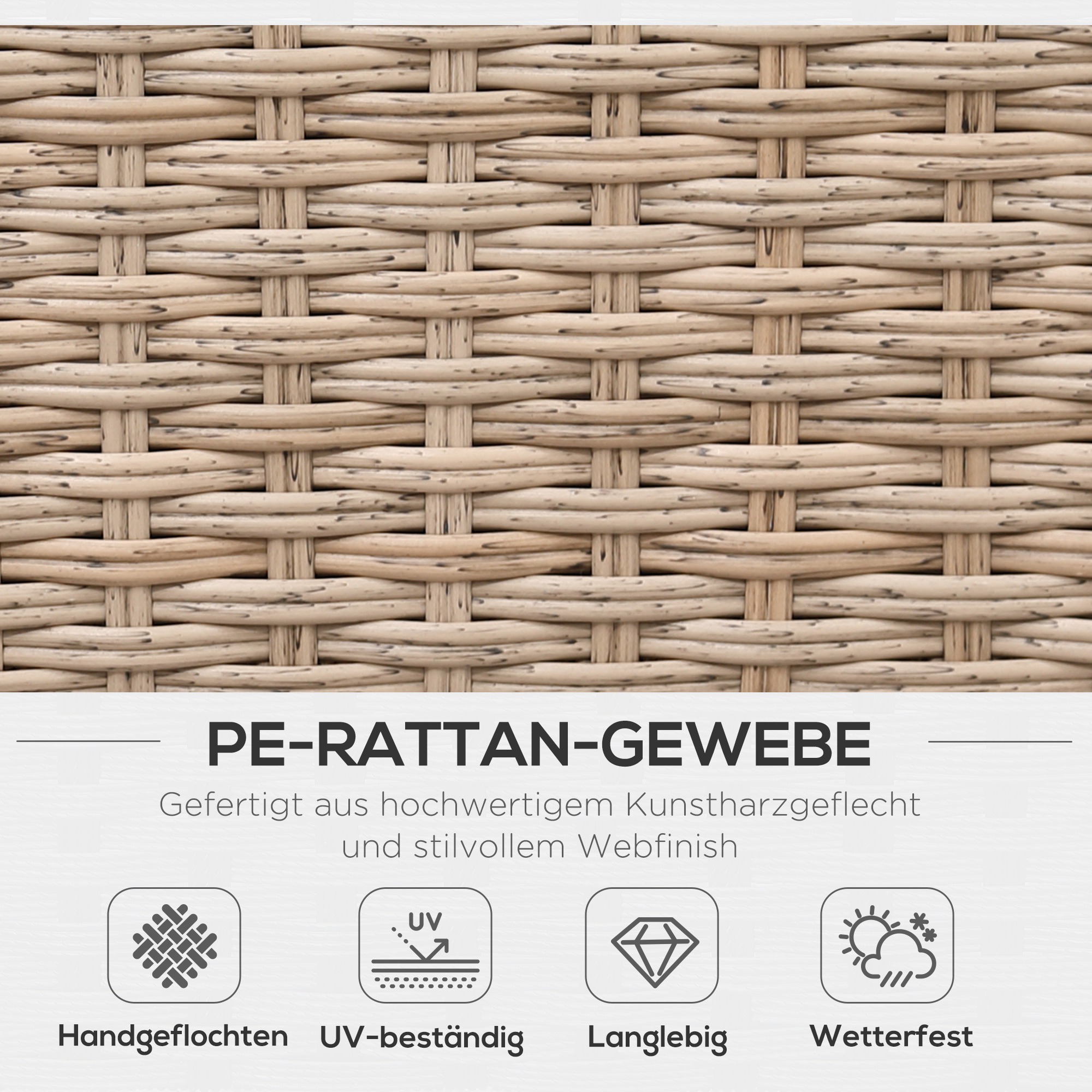 4-tlg. Luxus Polyrattan Gartengarnitur Gartenmöbel Garten-Set Sitzgruppe Loungeset Loungemöbel inkl. Ablagen und Beistelltisch Sitzkissen Braun