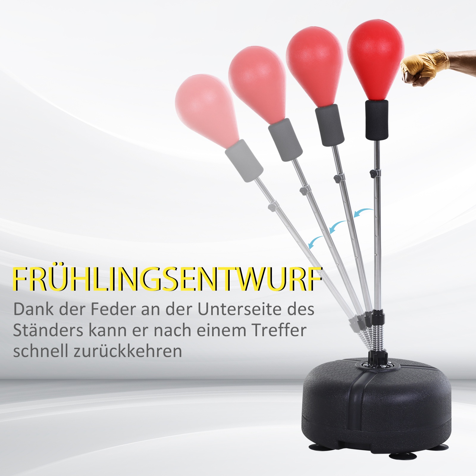 Punchingball-Set, Box-Trainingsset, 136-154 cm höhenverstellbar, mit 1 Paar Handschuhe, Geeignet für Profis und Anfänger