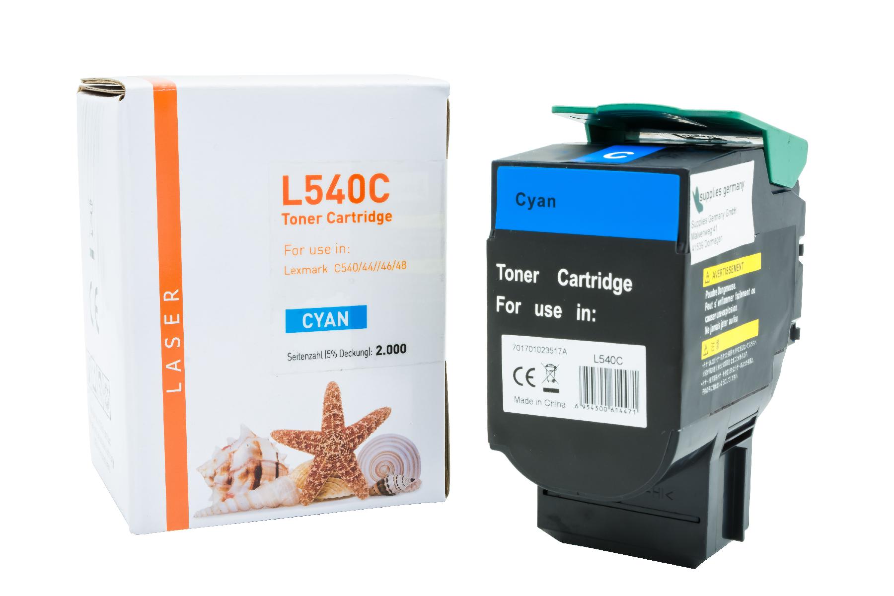 C540 alternativ Toner cyan für Lexmark  / C540 / 44 / 46 / 48 / 2.000 Seiten
